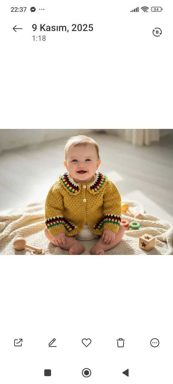 Renkli Nakışlı Bohem Örgü çocukHırkası - Görsel 2