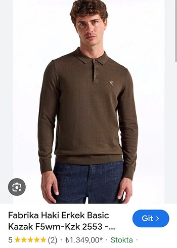 Fabrika Hardal Erkek Basic Polo Yaka Kazak - Görsel 2