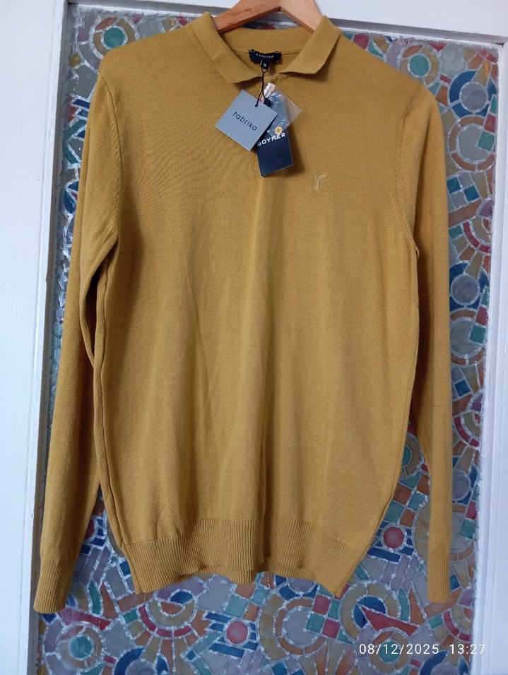 Fabrika Hardal Erkek Basic Polo Yaka Kazak - Görsel 3