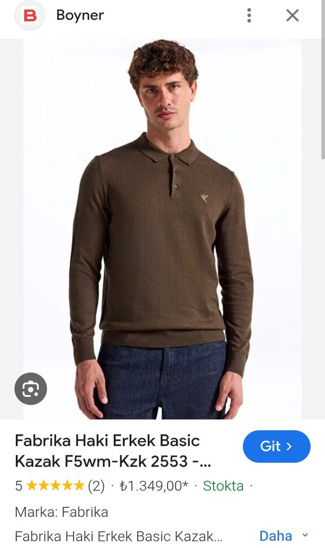 Fabrika Hardal Erkek Basic Polo Yaka Kazak - Görsel 2