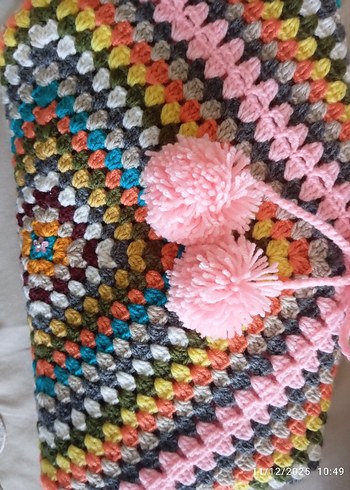 Renkli Püsküllü Kız Çocuk Ponçosu - Görsel 6