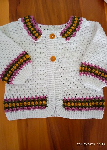 Renkli Nakışlı Bohem Örgü Kız Hırkası - Görsel 3