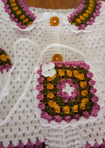 Renkli Nakışlı Bohem Örgü Kız Hırkası - Görsel 2