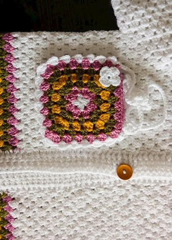 Renkli Nakışlı Bohem Örgü Kız Hırkası - Görsel 4