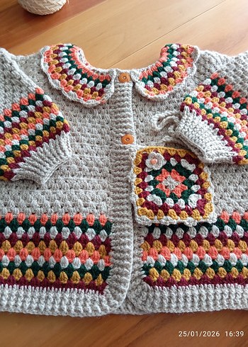 Bohem Tarz Çok Renkli Kız Çocuk Triko Hırka - Görsel 2