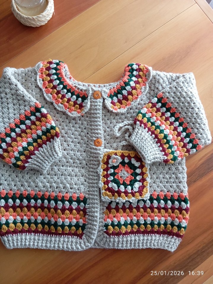 Bohem Tarz Çok Renkli Kız Çocuk Triko Hırka - Görsel 3