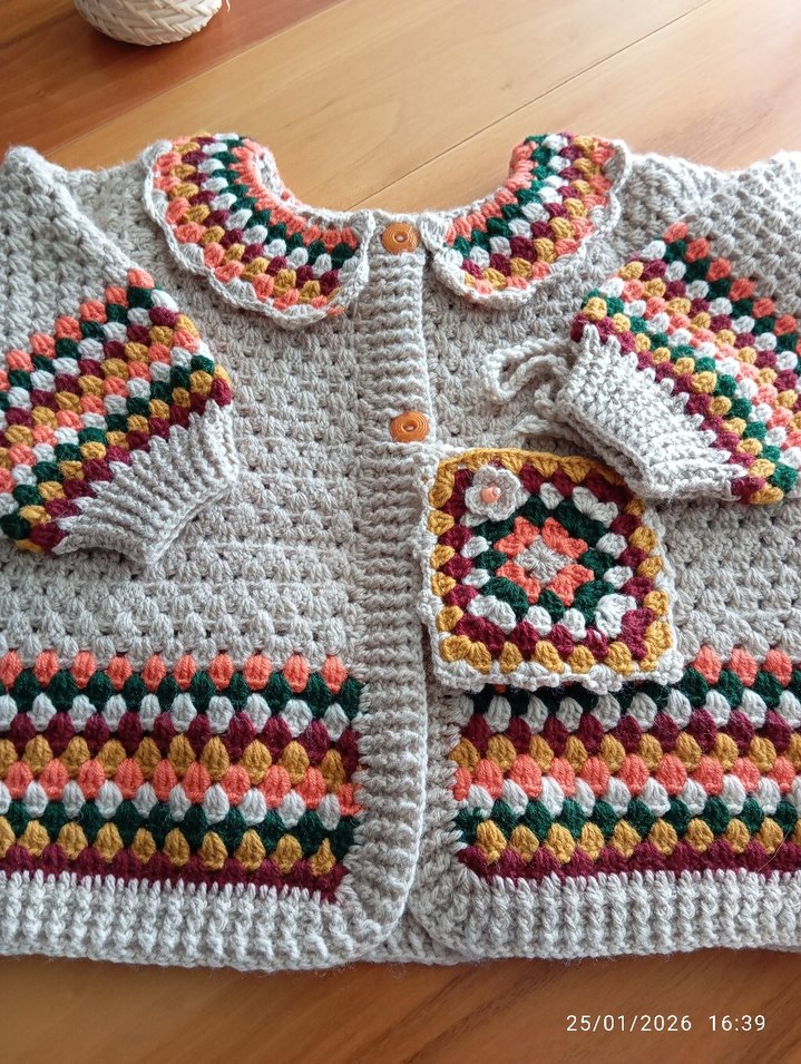 Bohem Tarz Çok Renkli Kız Çocuk Triko Hırka - Görsel 2