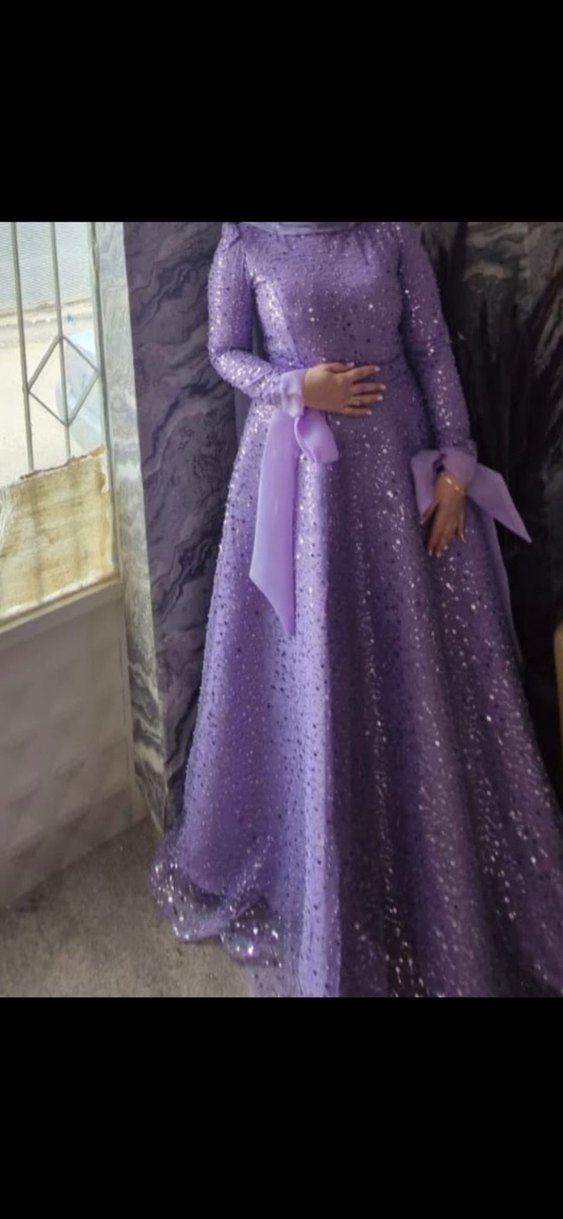 Mor Straplez Uzun Abiye Elbise - Görsel 3