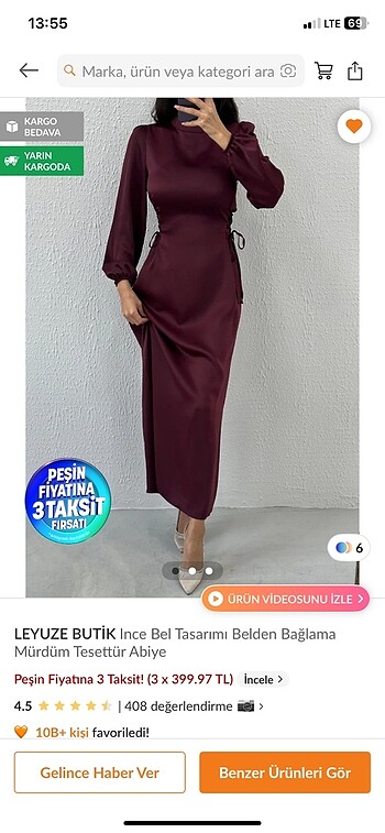 Yanlardan Bağlamalı Bordo Abiye - Görsel 7