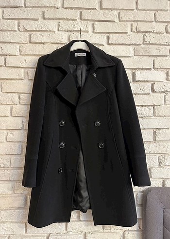 Siyah Çift Düğmeli Kaban - Görsel 2