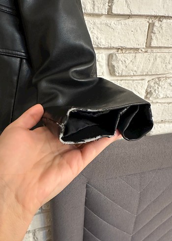 Pull&Bear Siyah Deri Biker Ceket - Görsel 3