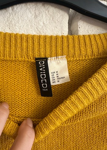 H&M Sarı Kadın Triko Kazak Bisiklet Yaka - Görsel 2