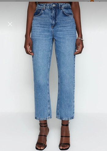 Kadın Mavi Yüksek Bel Straight jean