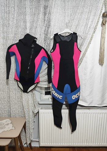 Pembe Siyah Mini Biker Tarzı Kadın Mayo dalgıç üstü