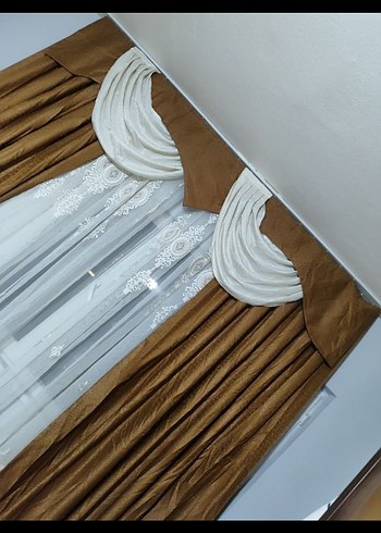 Nakışlı Bej Fon Perde - Görsel 5