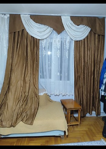 Nakışlı Bej Fon Perde - Görsel 3