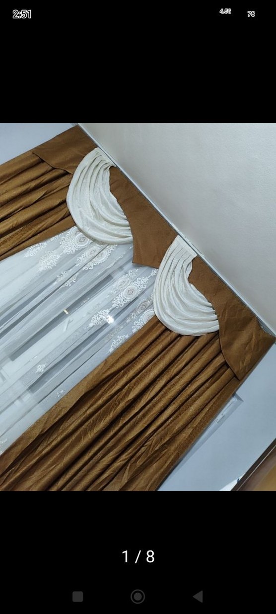 Nakışlı Bej Fon Perde - Görsel 5