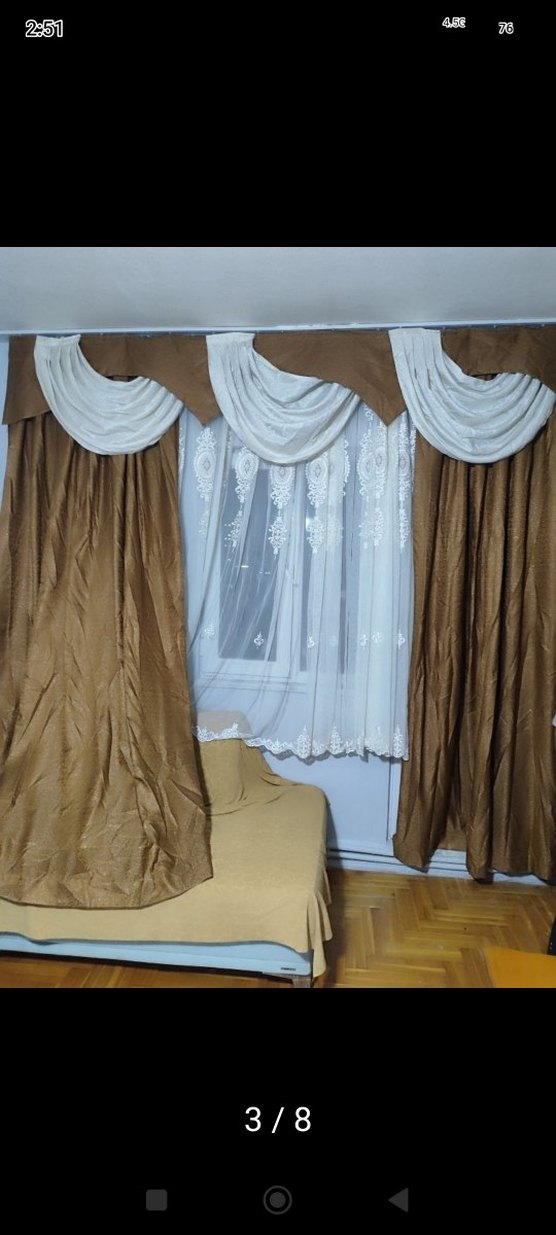 Nakışlı Bej Fon Perde - Görsel 2