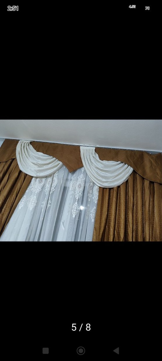 Nakışlı Bej Fon Perde - Görsel 4