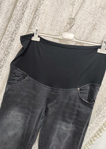 Gri Denim Hamile Pantolonu, Kemerli, Rahat Kesim - Görsel 2