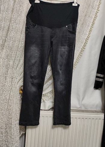 Gri Denim Hamile Pantolonu, Kemerli, Rahat Kesim - Görsel 4