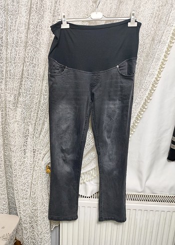Gri Denim Hamile Pantolonu, Kemerli, Rahat Kesim - Görsel 3