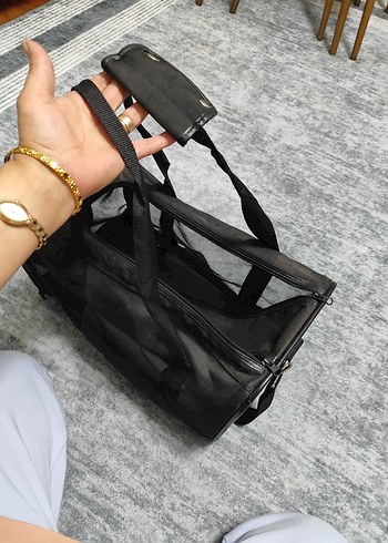 Siyah Taşınabilir Evcil Hayvan Taşıma Çantası - Görsel 3