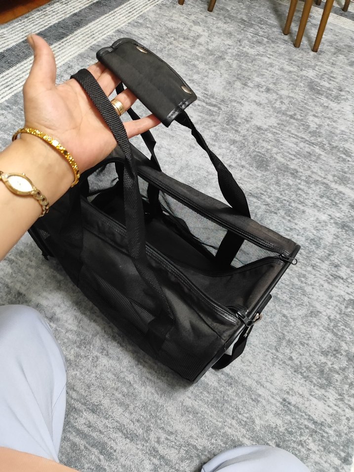 Siyah Taşınabilir Evcil Hayvan Taşıma Çantası - Görsel 3