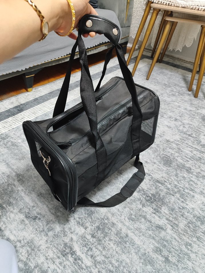 Siyah Taşınabilir Evcil Hayvan Taşıma Çantası - Görsel 5