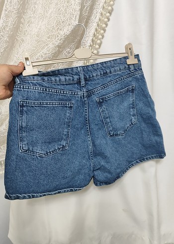 Kadın Mavi Kemerli Kot Şort - Görsel 5
