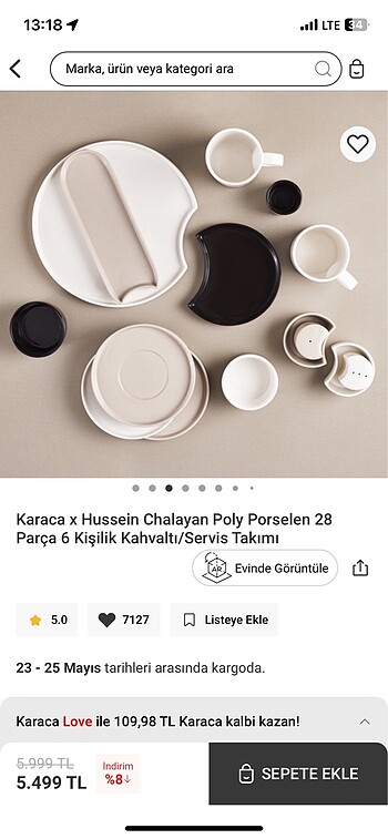 Karaca Karaca kahvaltı takımı 26 parça 6 kişilik