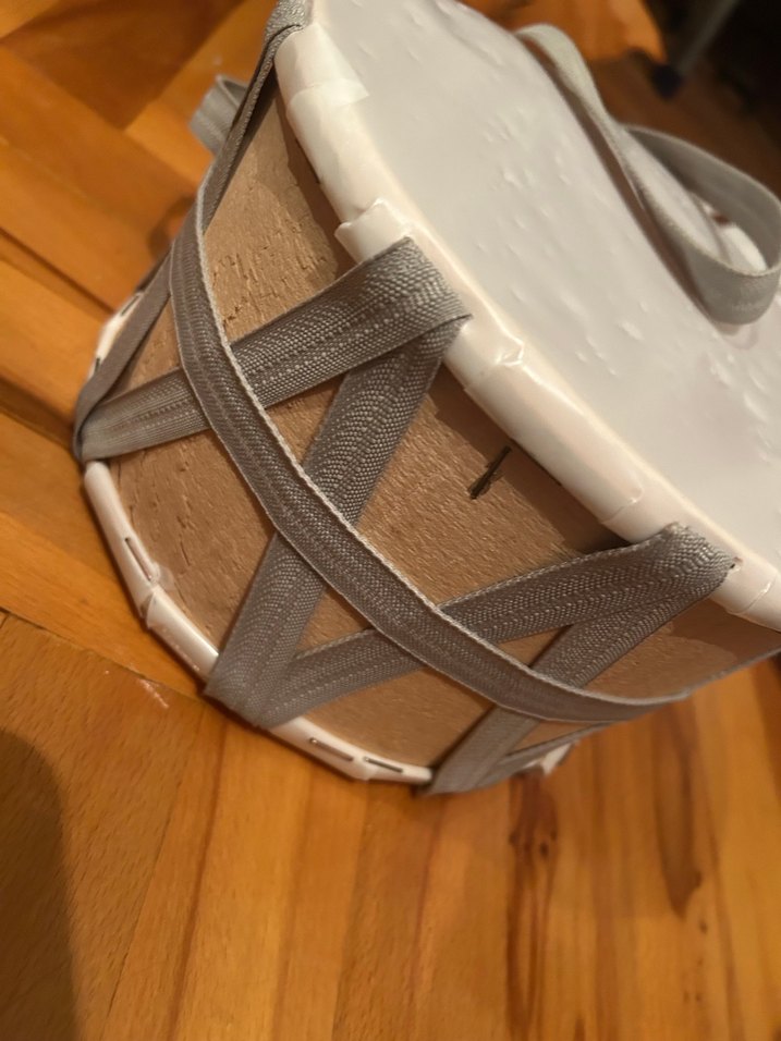 Gri Askılı Beyaz ortası ahşap davul - Görsel 2