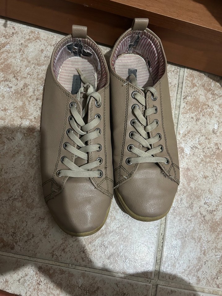 Bej Deri Spor Ayakkabı - Görsel 2