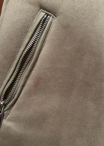 Kürklü Bej Süet Kadın Ceket - Görsel 4