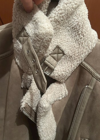 Kürklü Bej Süet Kadın Ceket - Görsel 5