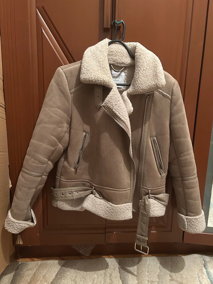 Kürklü Bej Süet Kadın Ceket - Görsel 2