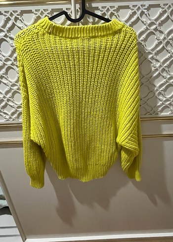 Sarı Örgü Kadın Kazak - Görsel 3