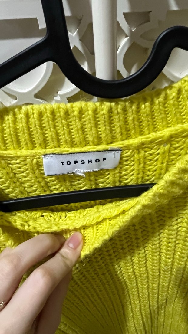 Sarı Örgü Kadın Kazak - Görsel 2