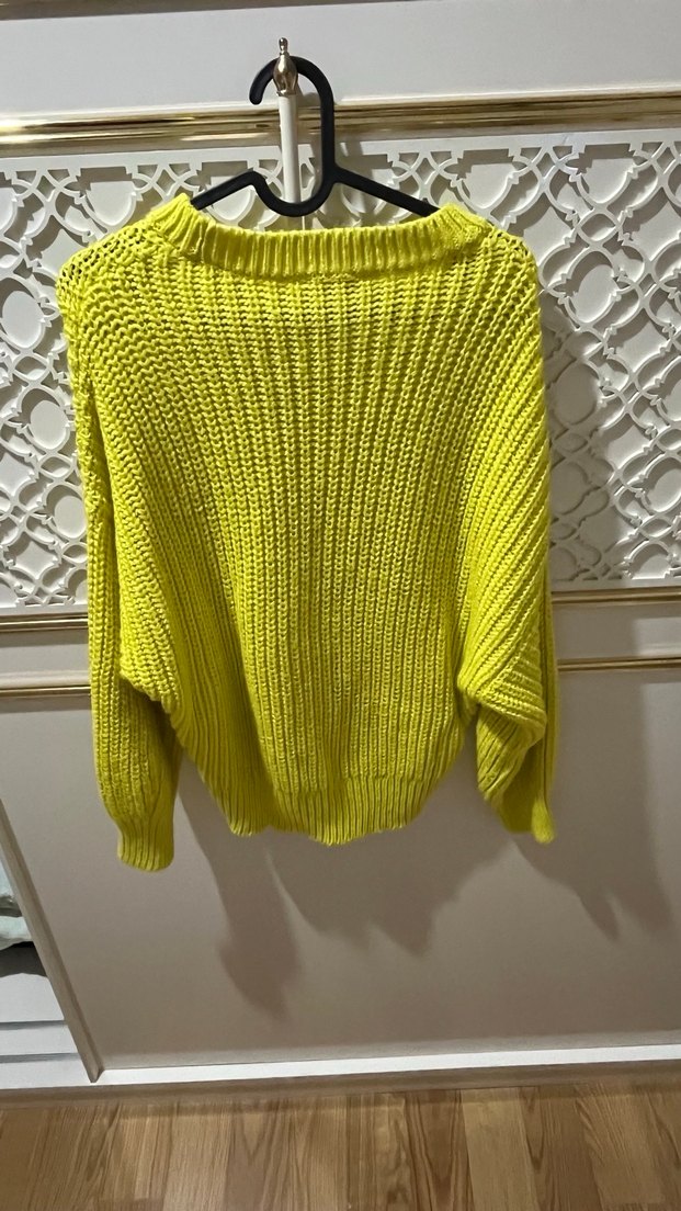 Sarı Örgü Kadın Kazak - Görsel 3