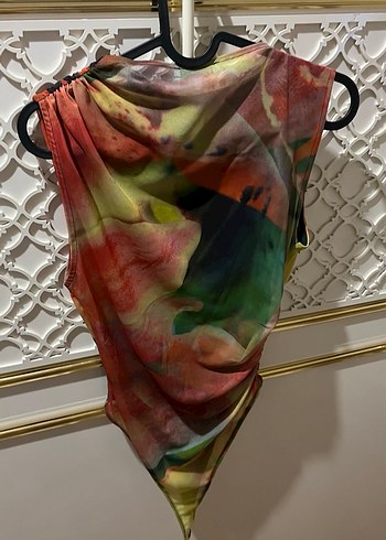 Kadın Çok Renkli Asimetrik Body - Görsel 3