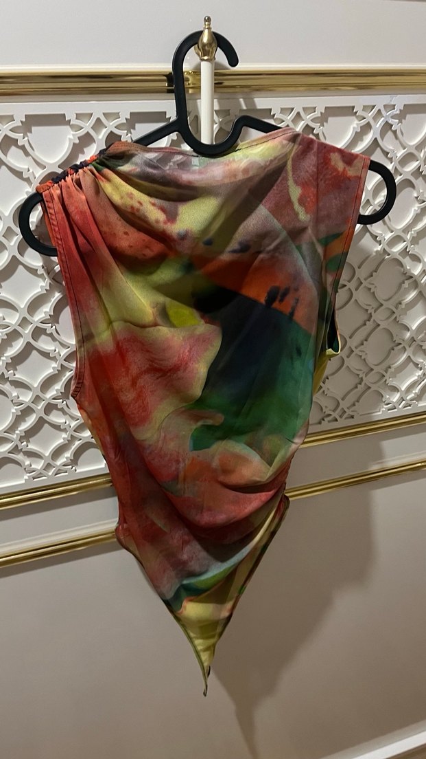 Kadın Çok Renkli Asimetrik Body - Görsel 3