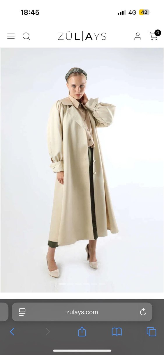 Bej Kadın Uzun Klasik Trençkot - Görsel 2