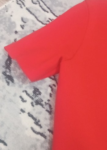 Düğmeli Kısa Kollu Kırmızı Hamile Hırka - Görsel 5