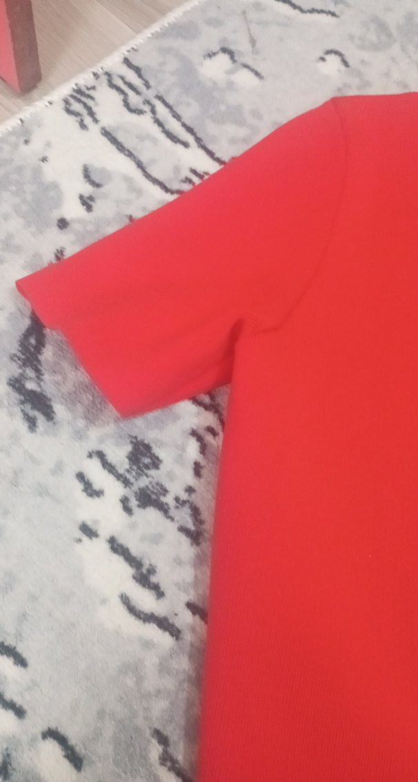 Düğmeli Kısa Kollu Kırmızı Hamile Hırka - Görsel 5