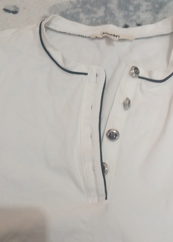 Kızlar için Beyaz Kısa Kollu Polo Tişört - Görsel 4