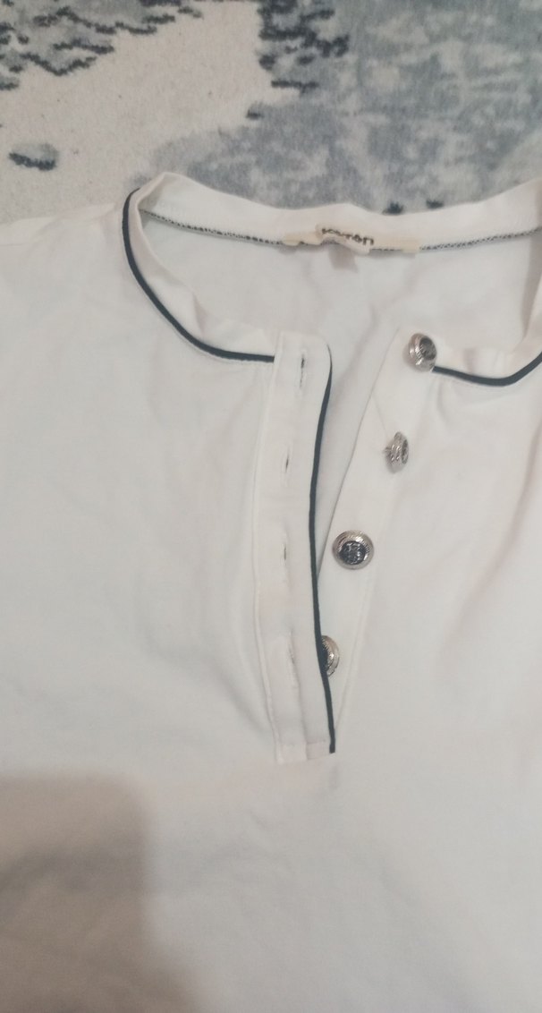 Kızlar için Beyaz Kısa Kollu Polo Tişört - Görsel 4