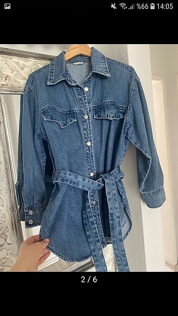 Mavi Jeans Kuşaklı Kot Ceket Gömlek Kimono