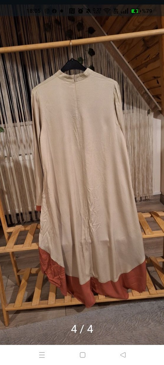 Bej Uzun Kollu Bohem Keten Tunik - Görsel 3