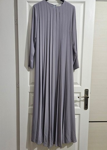 Uzun Kollu Gri Pilili Uzun Elbise - Görsel 2