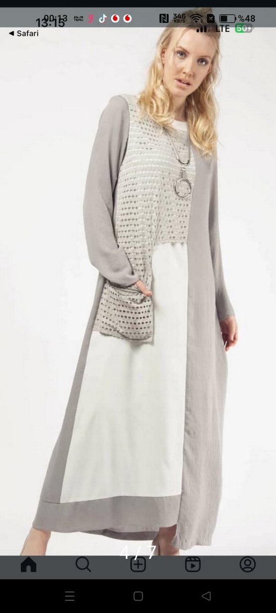 Gri Uzun elbise - Görsel 2